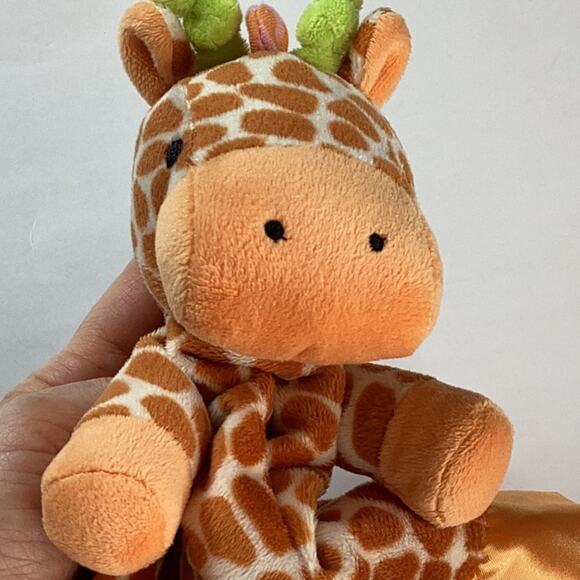 Nurture Plush Giraffe Security Blanket Satiny Velvety Cuddle Blankie Lovey Toy - Picture 10 of 10